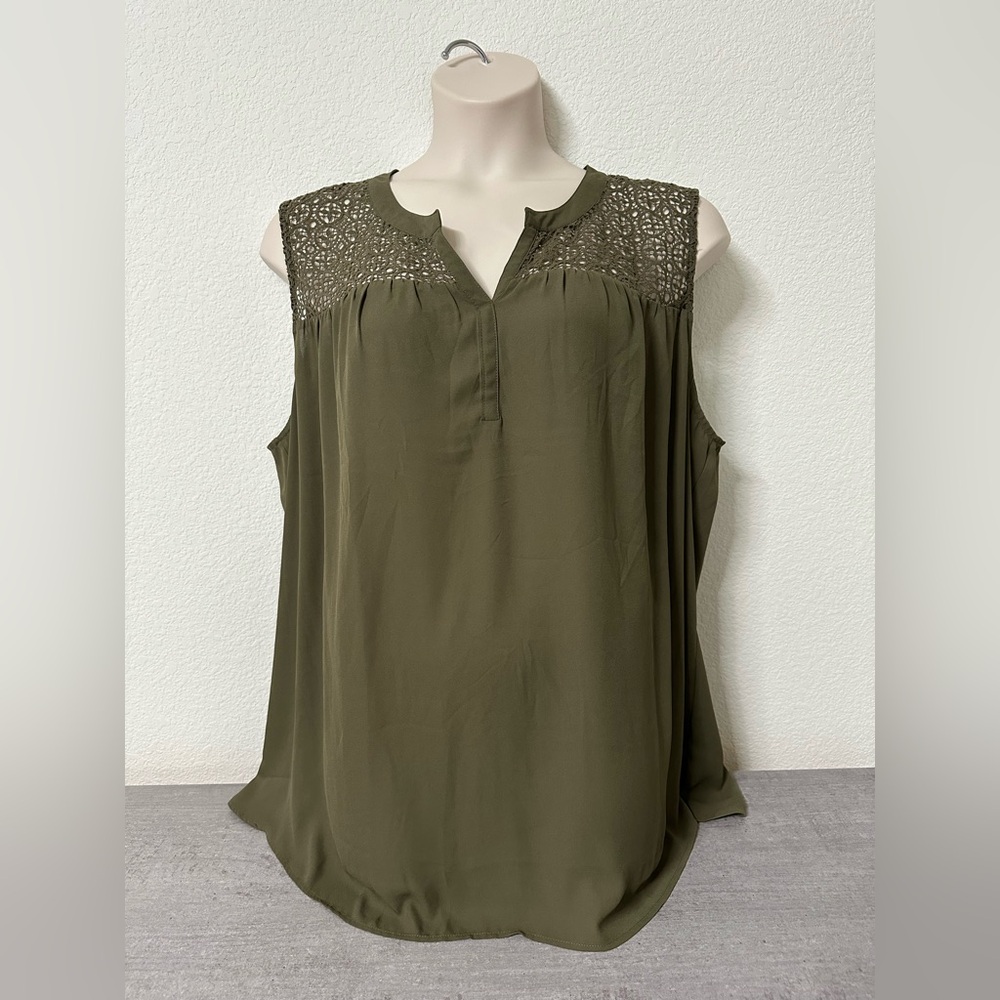 Womens Plus Daniel Rainn Olive Green Sleeveless Women's Top Size 3X
